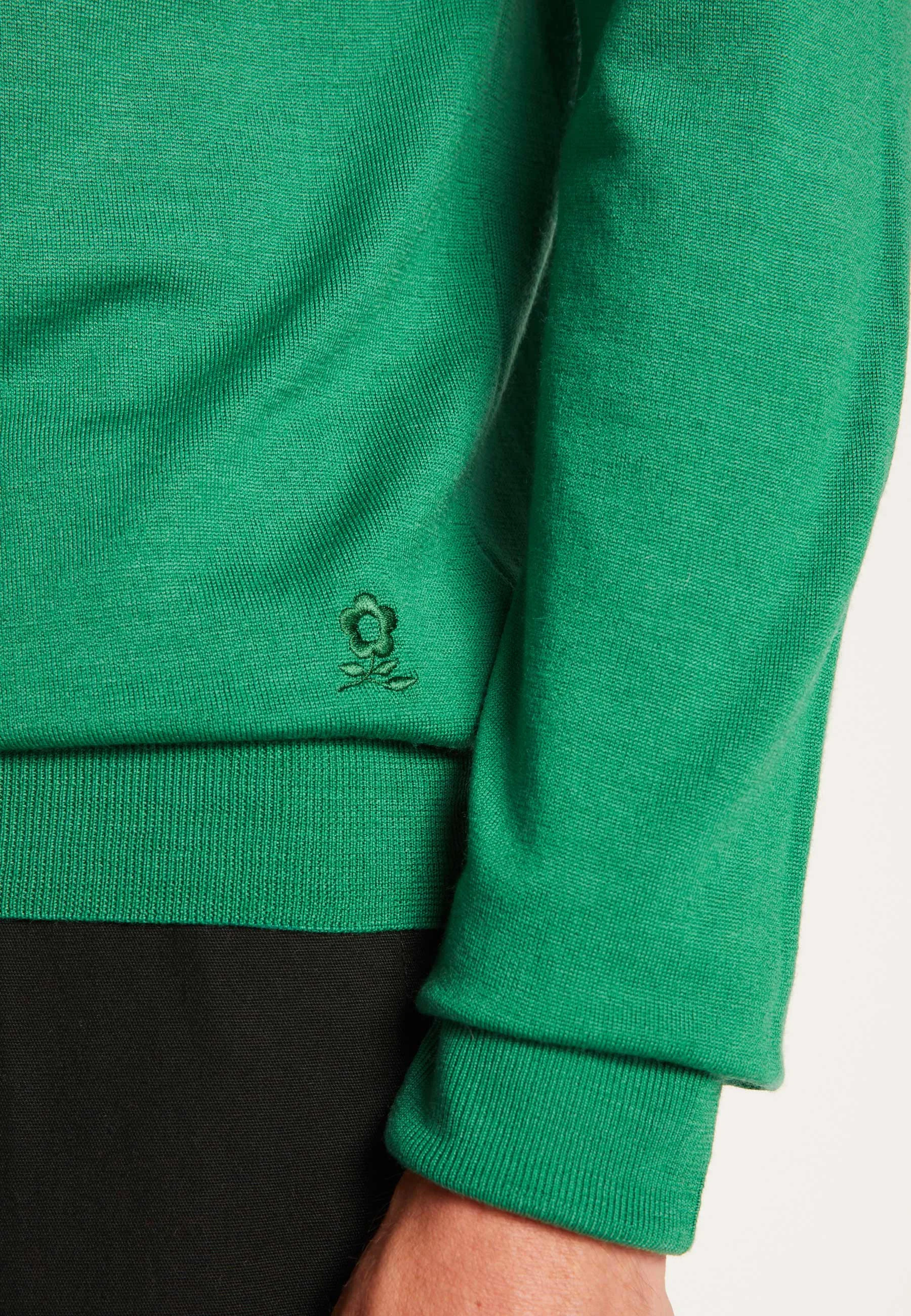 ENIAH24 - Pull col polo en laine mérinos | Vert