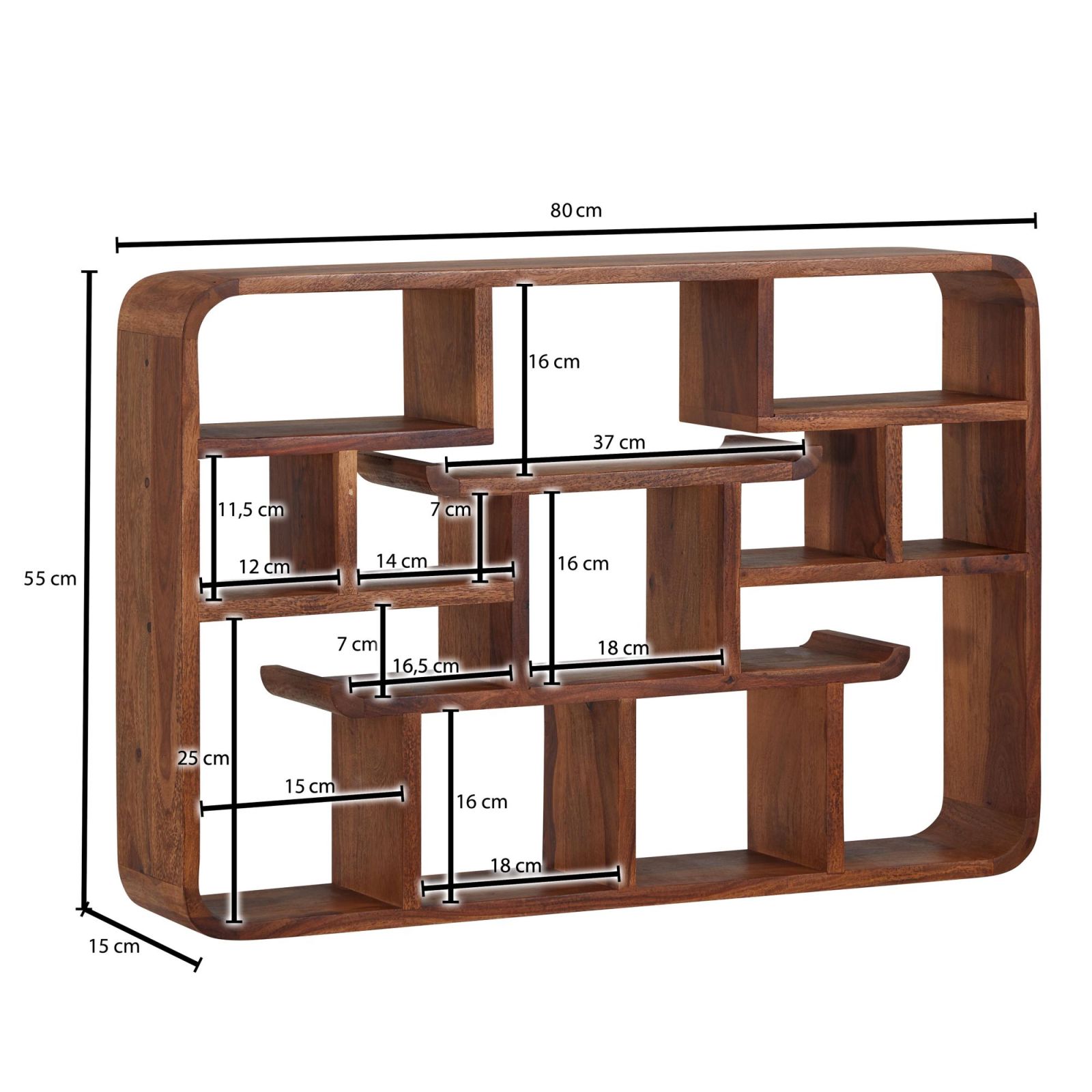 Wandregal - Sheesham massiv - 80 cm