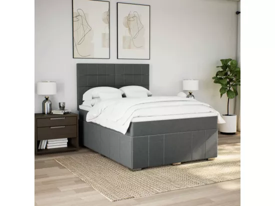 Sommier à lattes de lit avec matelas Gris foncé 140x190cm Tissu
