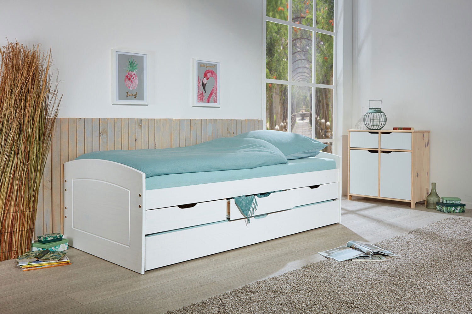 Stauraum-/Funktionsbett LAURENZ 90 x 200 cm weiß