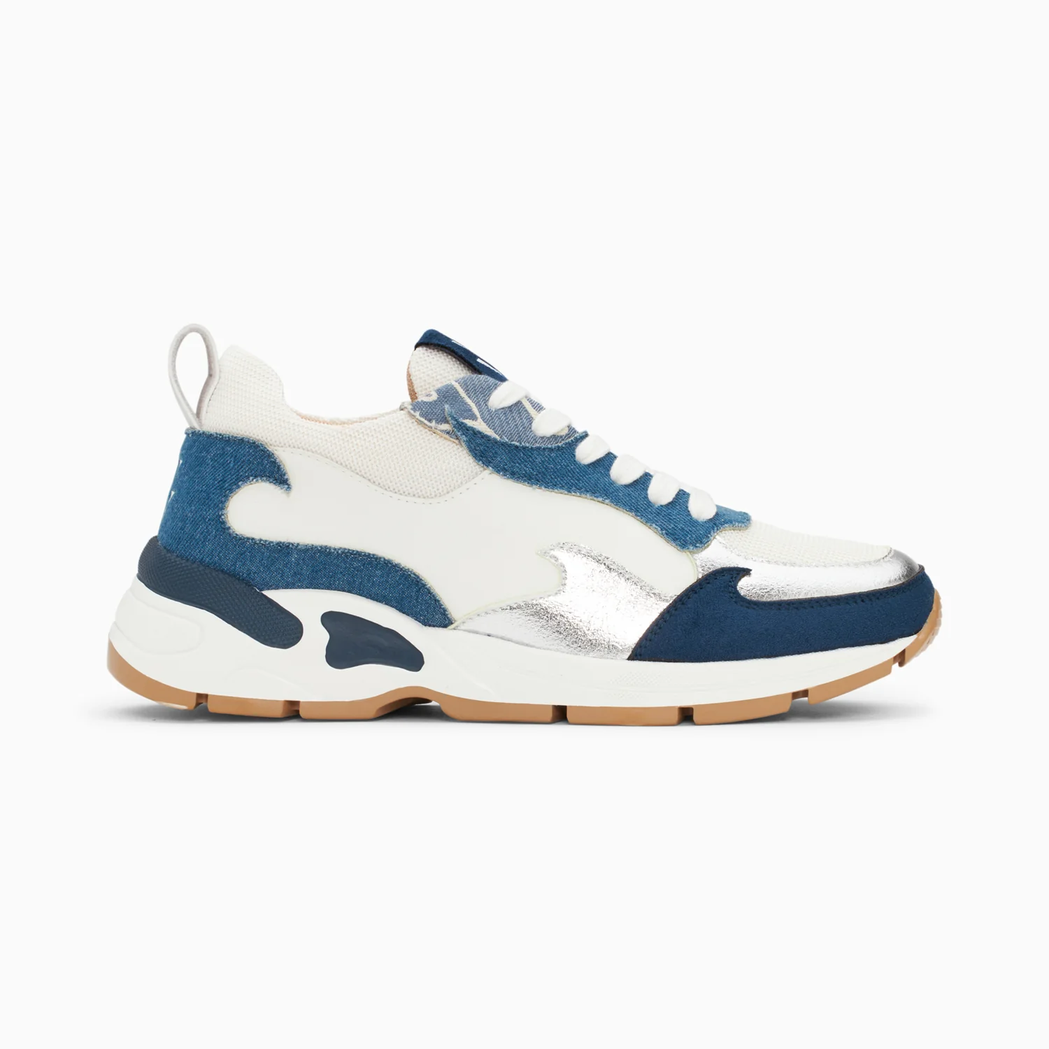 Sneakers-Baskets flamme Juliette blanc et denim