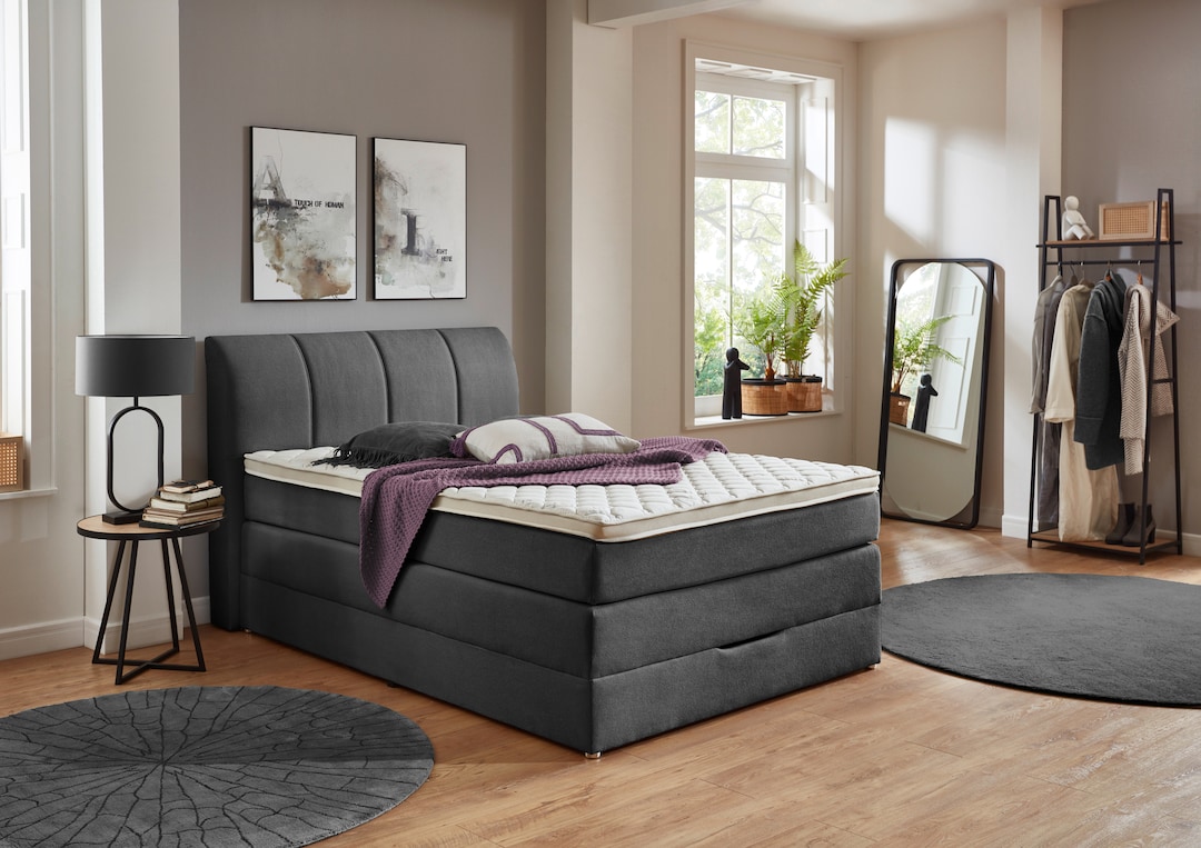 CASAVANTI Boxspringbett MILANO 140 x 200 cm anthrazit