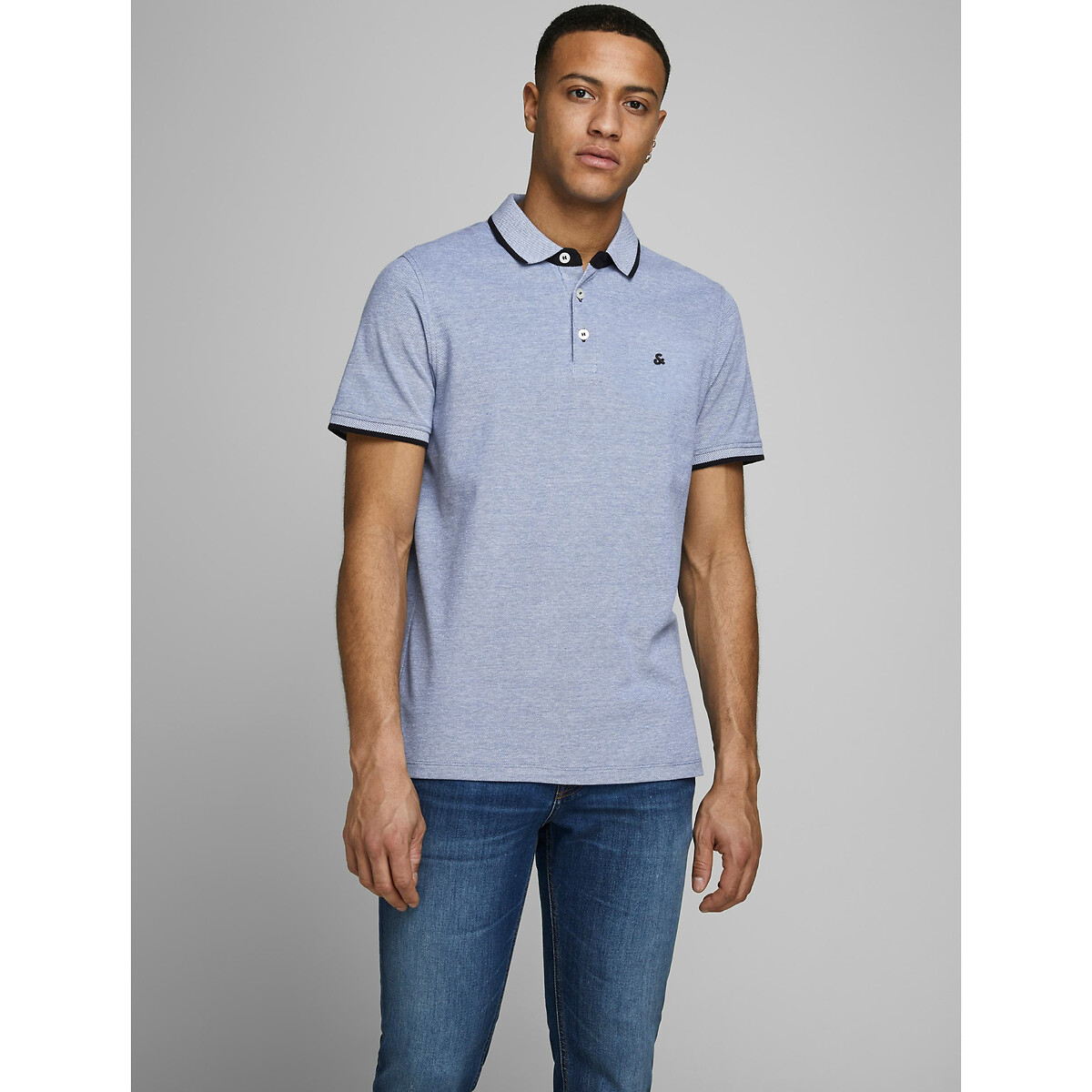 JACK & JONES<br>Camisa polo de manga curta em malha piqué