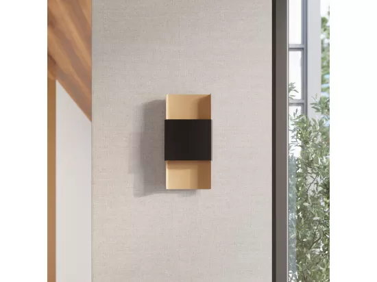 Pendentif Durlin moderne en acier - 2 sources lumineuses - L.20 x H.40 cm - or/noir