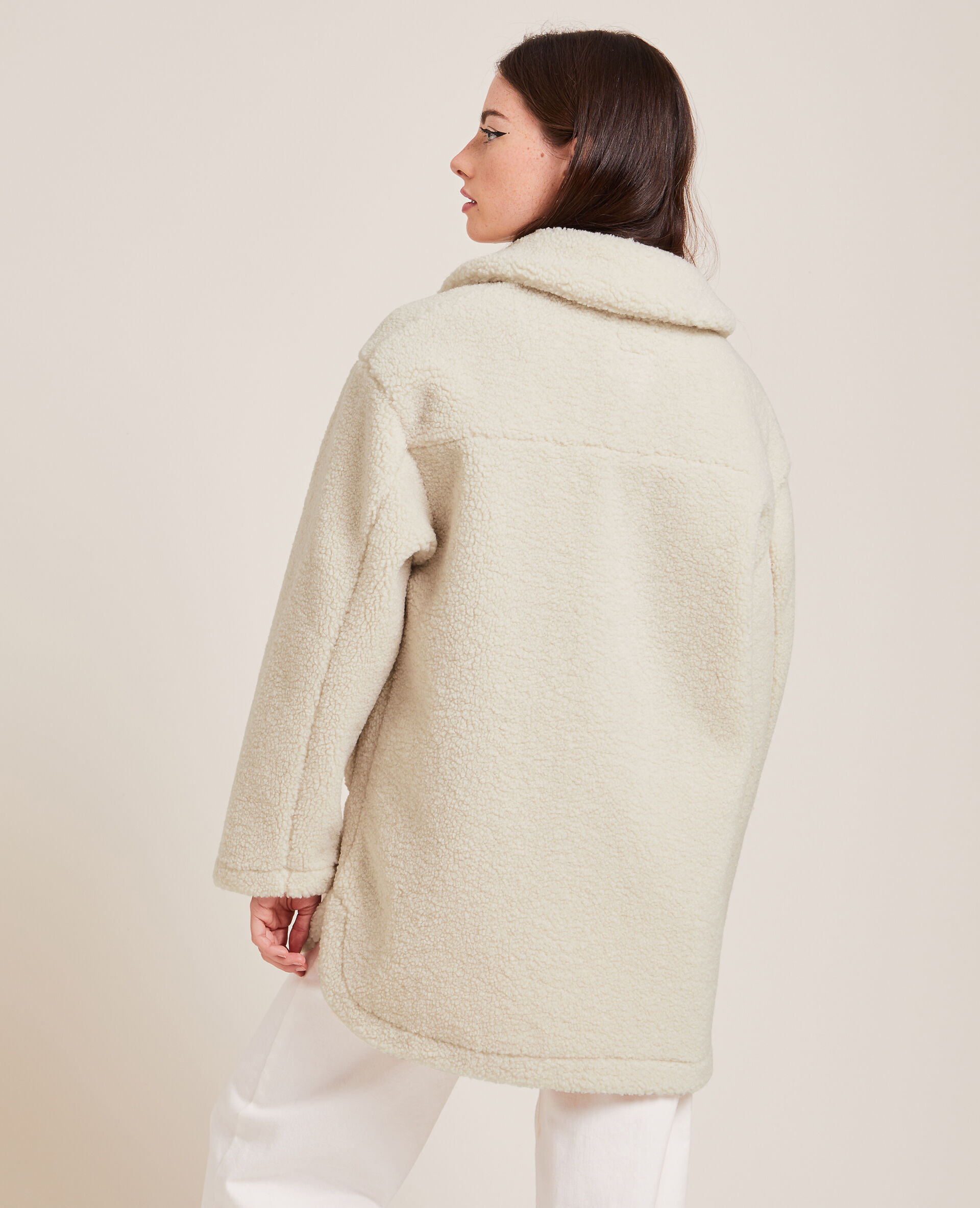 Veste droite en sherpa - Blanc