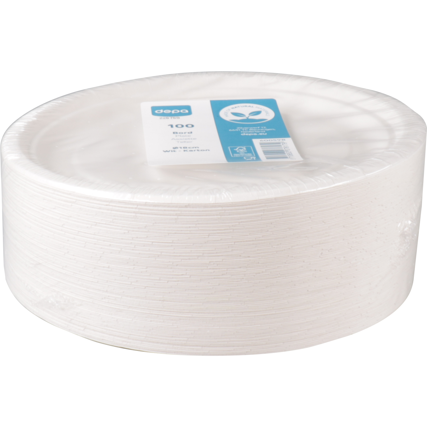 Depa Bord, rond, 1-vaks, karton, Ø18cm, wit
