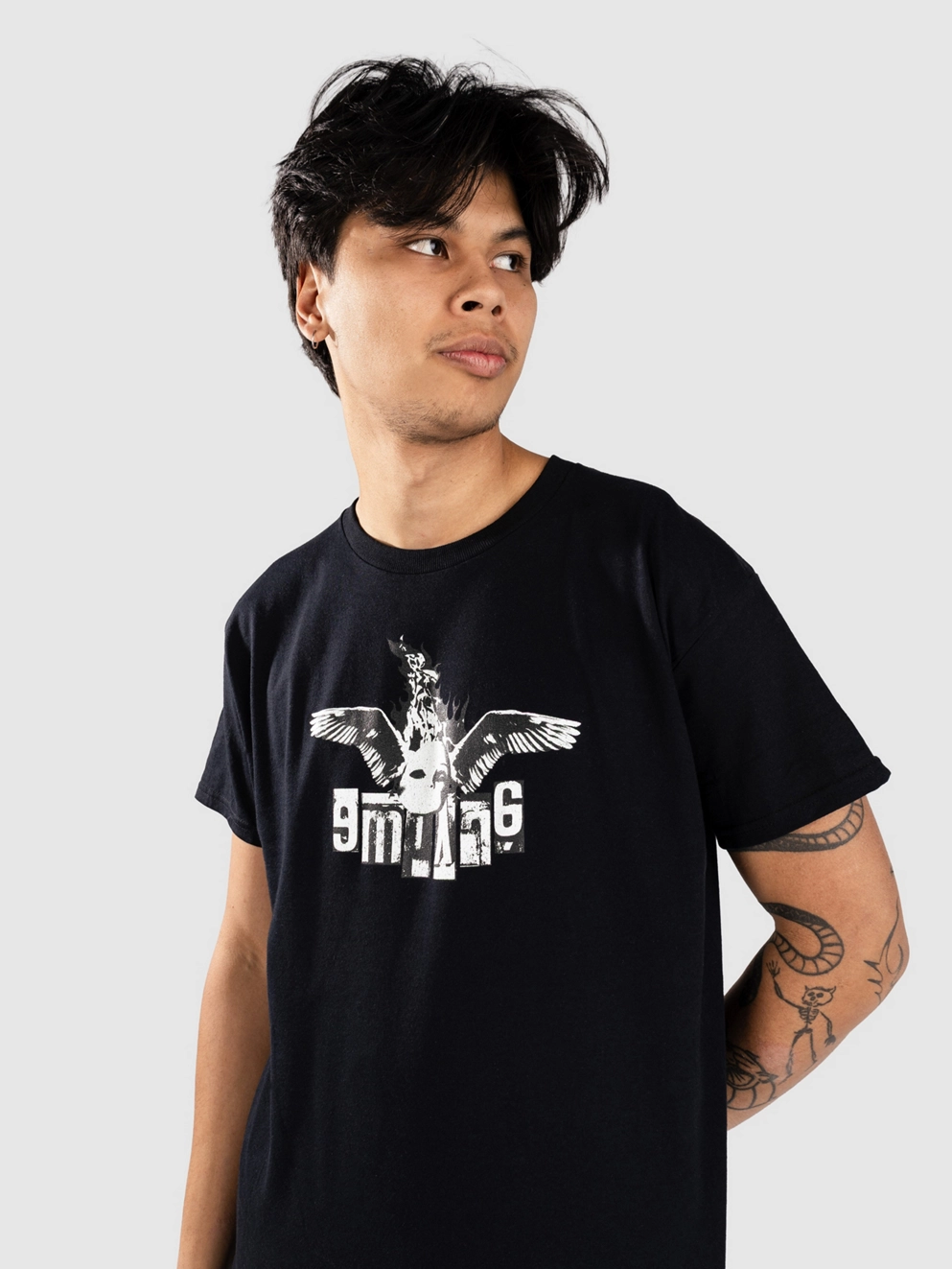 Empyre Dark Punk Collage T-Shirt washed black
