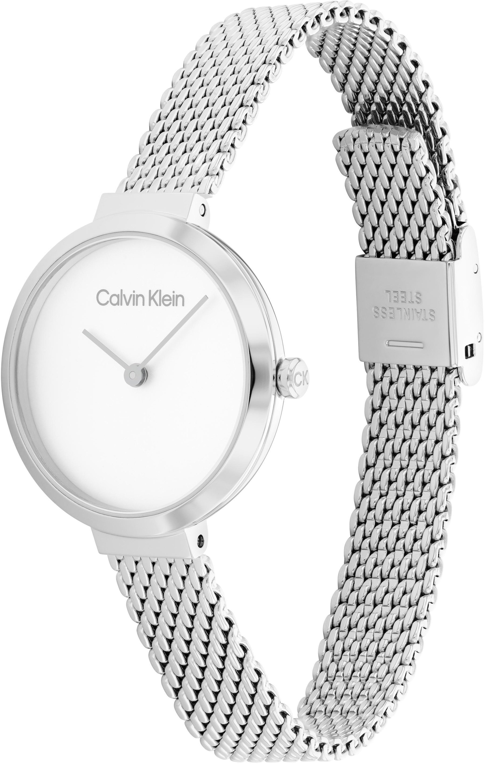 Calvin Klein Quarzuhr »MINIMALISTIC T BAR 28 mm« Armbanduhr, Damenuhr, Mineralglas, Edelstahlarmband