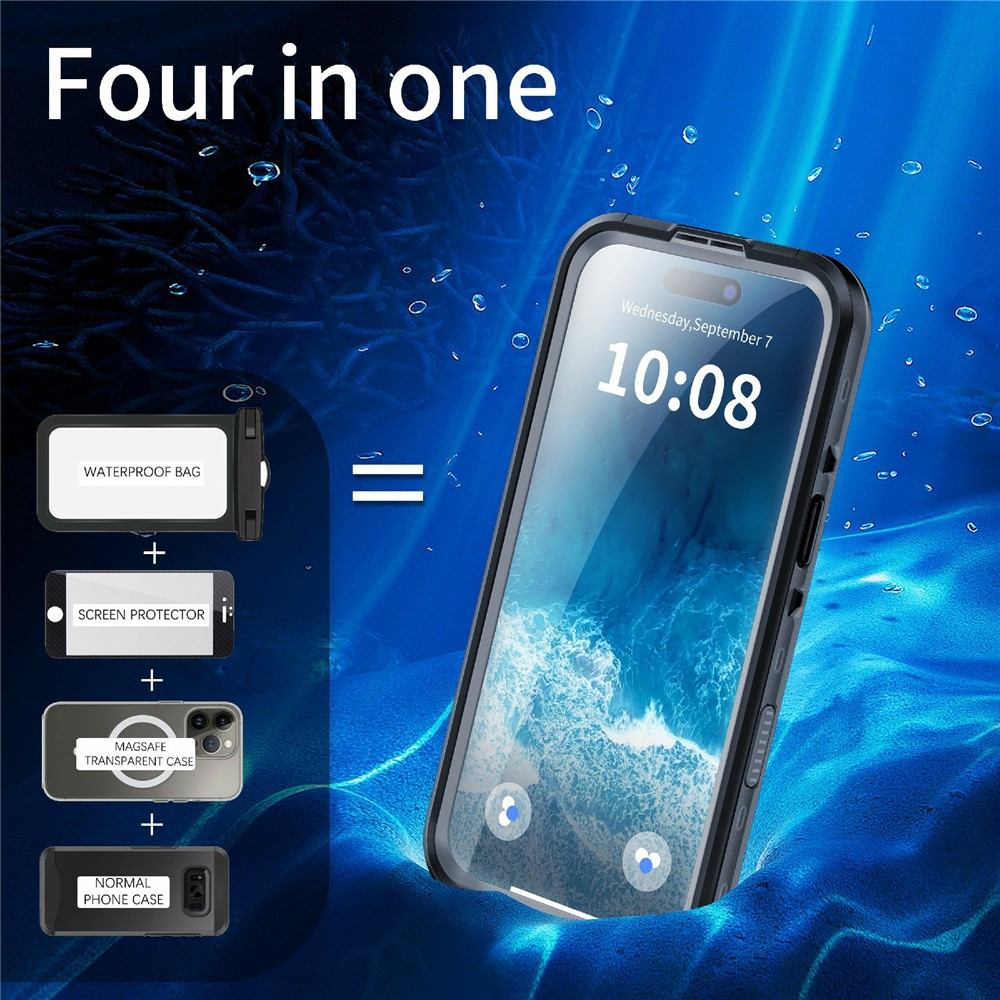 iPhone Air Wasserfeste MagSafe Outdoor Schutz Hülle (IP68) - Schwarz / Transparent
