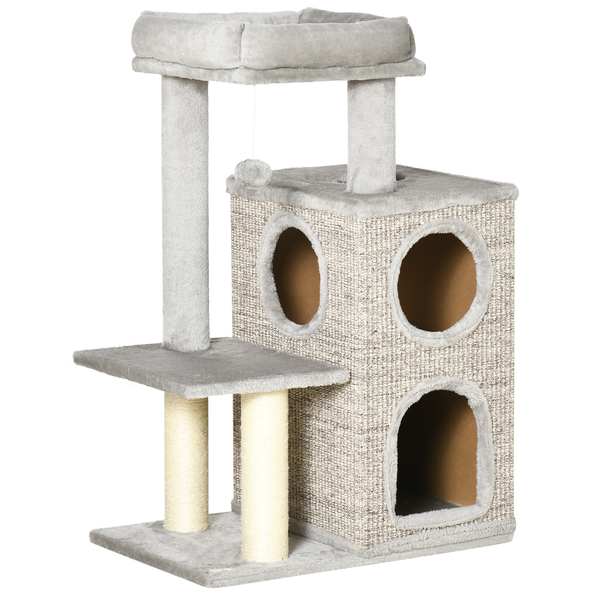 PawHut Kratzbaum mitKatzenhöhle grau 60L x 40B x 91H cm
