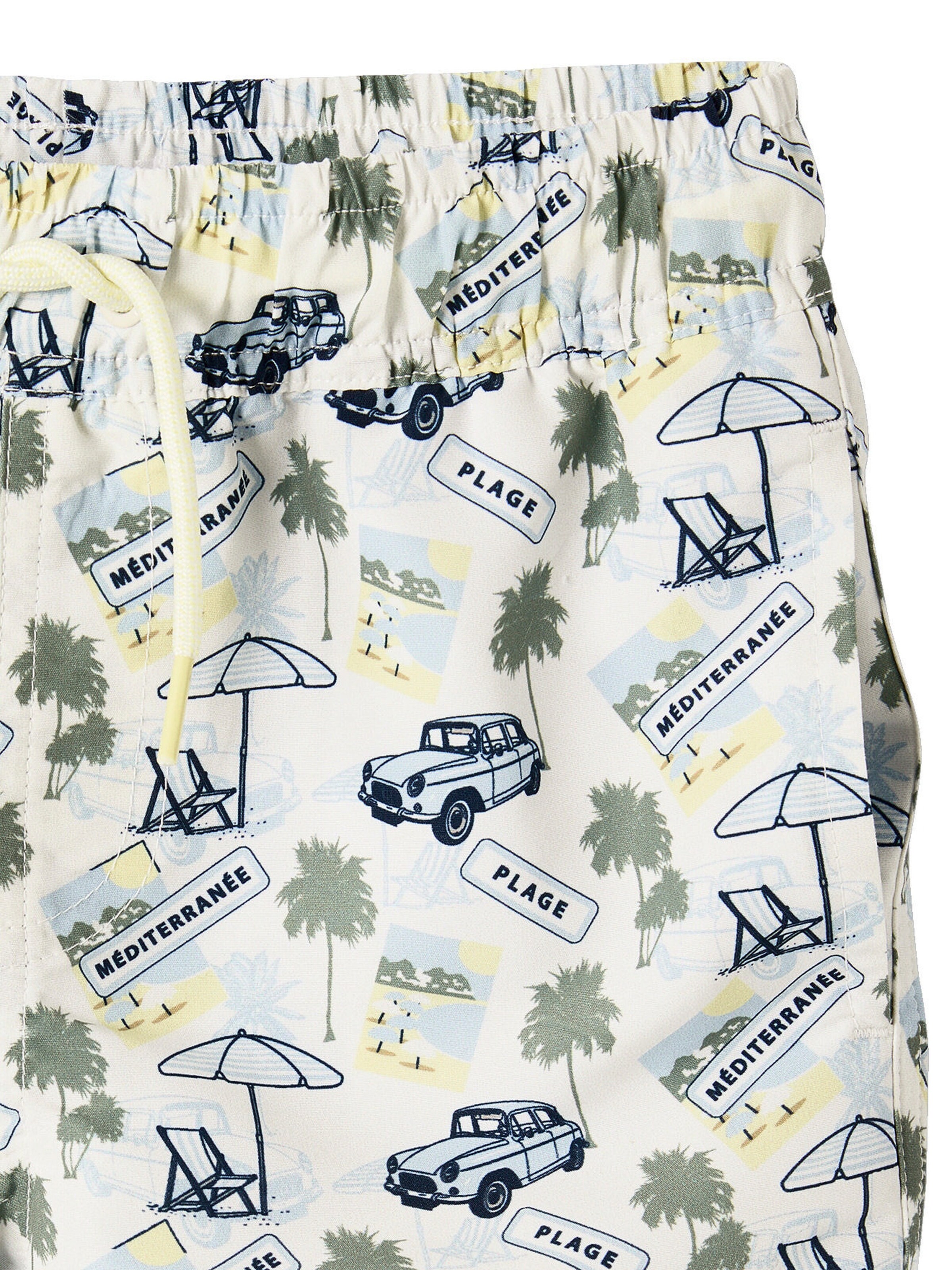 Vertbaudet Jungen Badeshorts weiß bedruckt/strandmotive