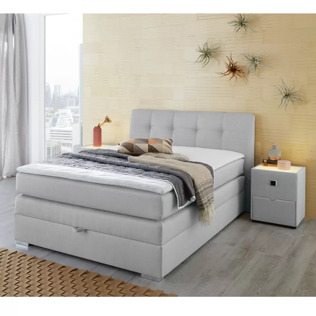 Boxspringbett Amalfi 140 x 200 Hellgrau
