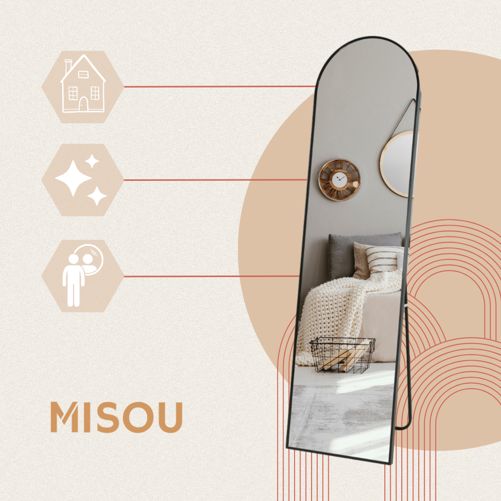MISOU Passpiegel 150cm Nola - Zwart