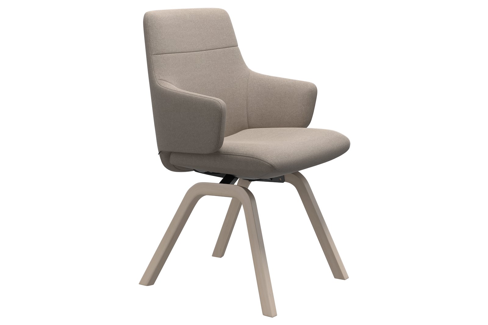 Chilli spisestol Tekstil Tulip Light Beige, large sete med whitewash understell