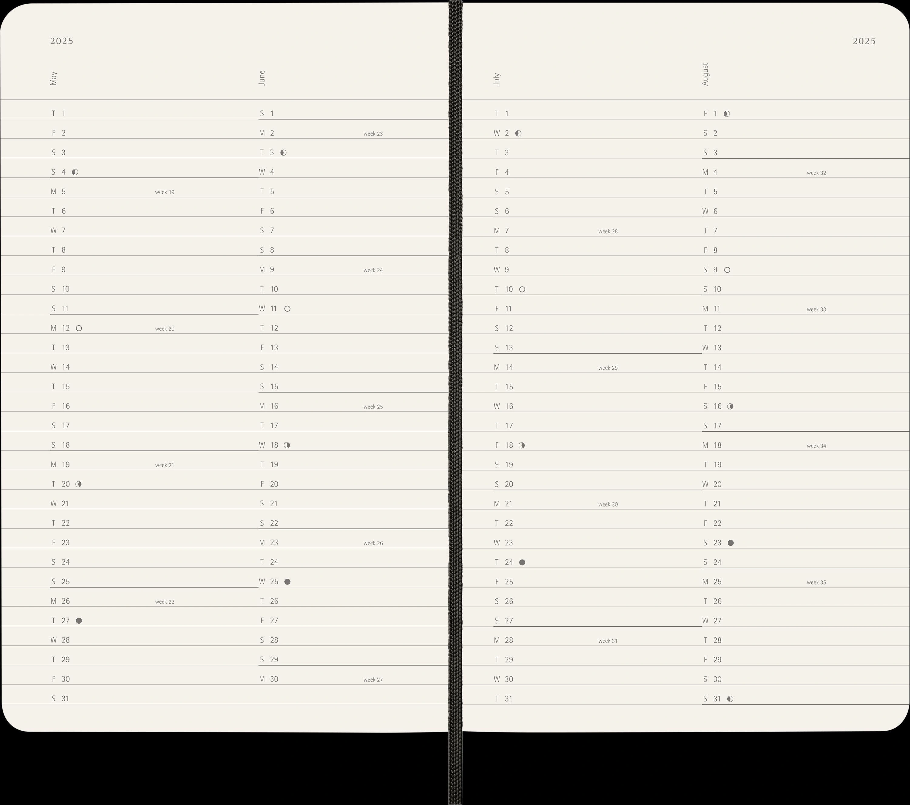 Moleskine 12 Monate Tageskalender 2025, Pocket/A6