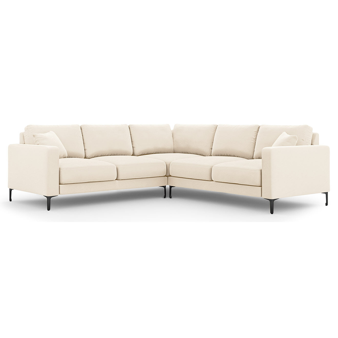 Mazzini Sofas Canapé d'angle Symétrique En Velours Venus 5 Places beige clair - 250x238x90 cm