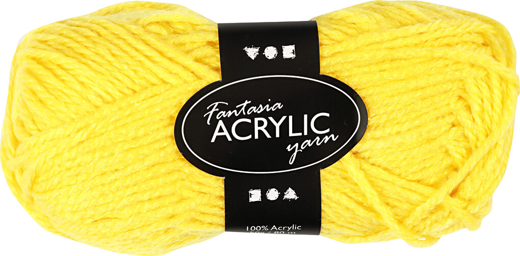 Akrylgarn - L 80 M - Gul - 50 G