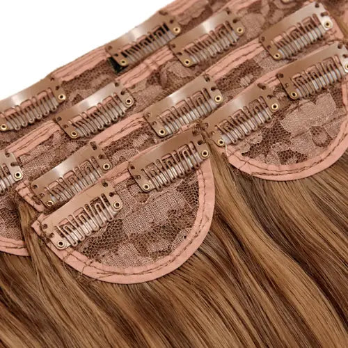 Super Thick 22 Inch 5 Piece Straight Clip In Hair Extensions Toffee Brown