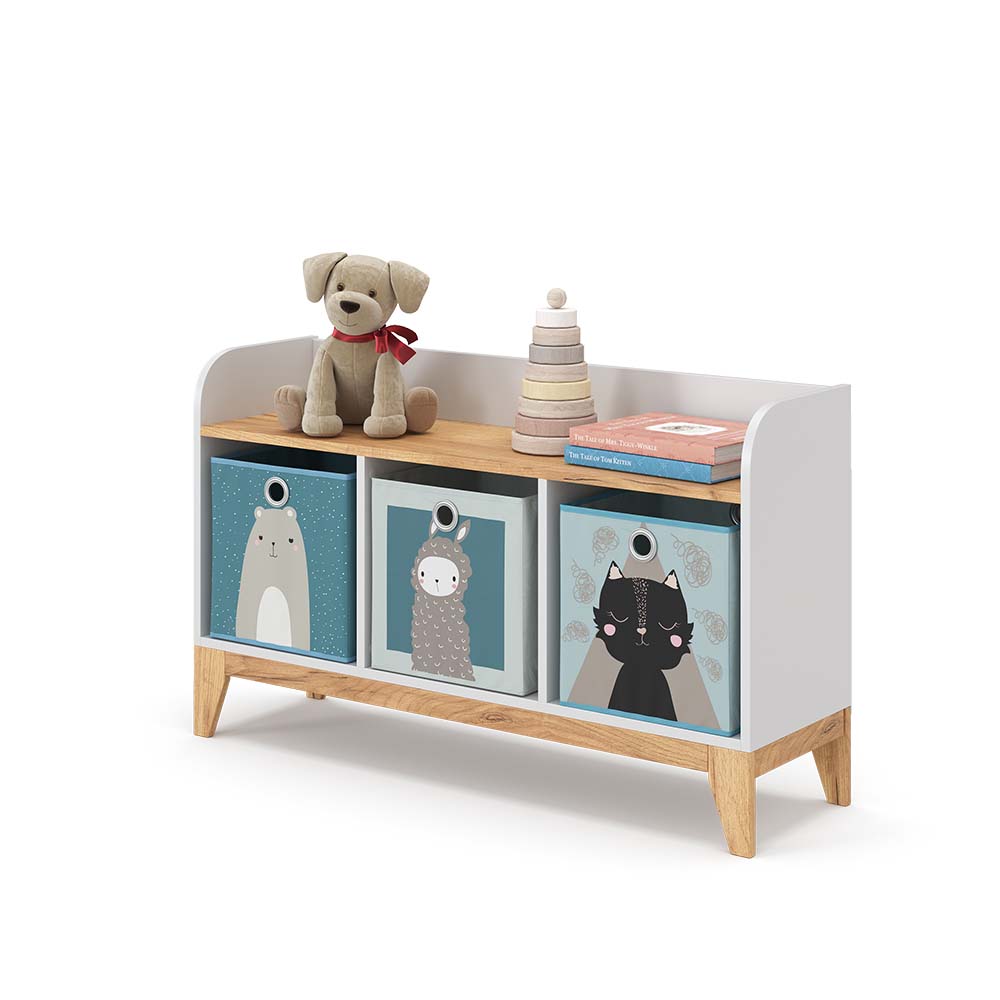 VitaliSpa Sitzbank Malia 107x64cm weiß, Bank für Kinderzimmer, 3 große Fächer