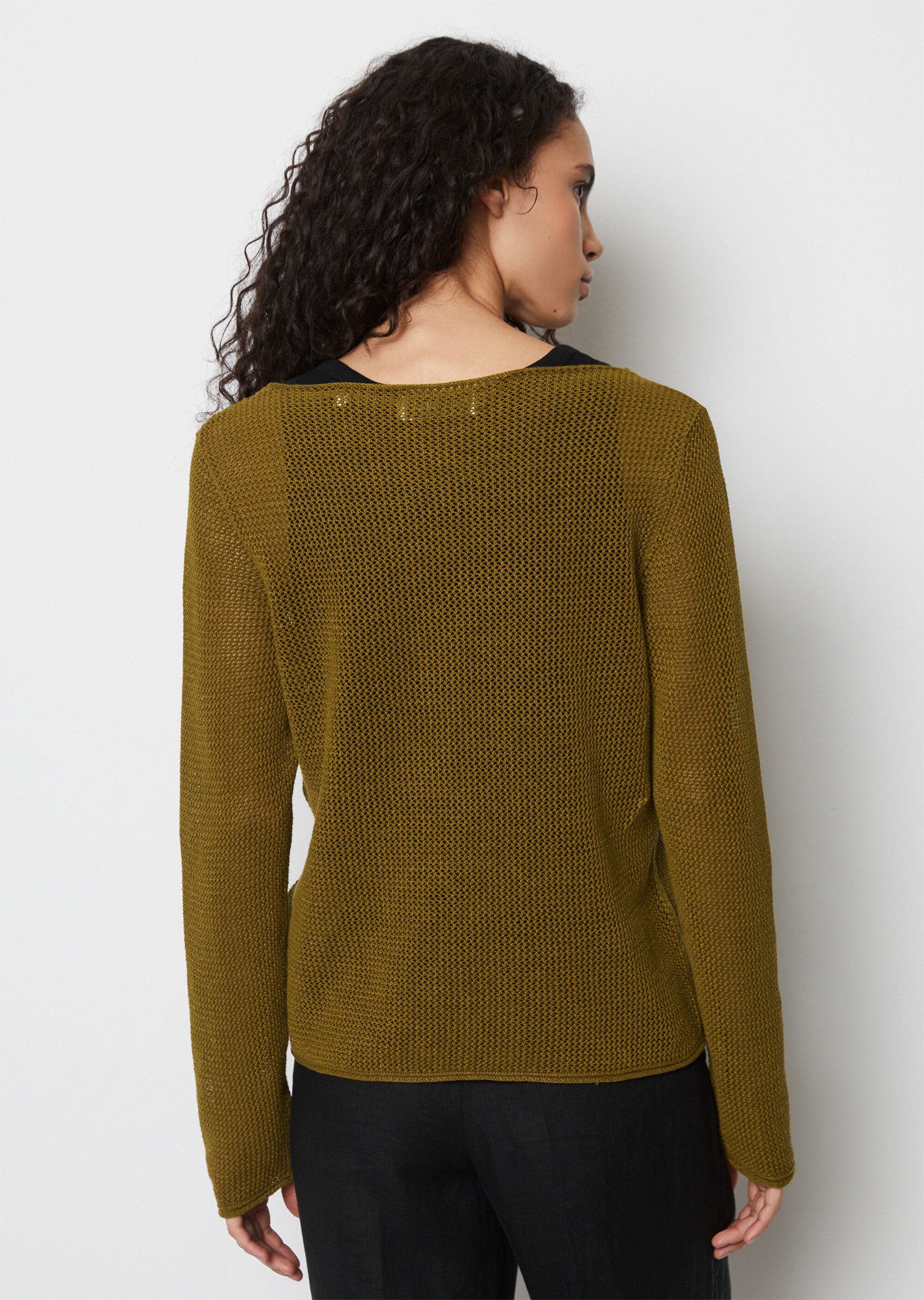 Netzpullover regularaus Leinen-Baumwolle-Mix