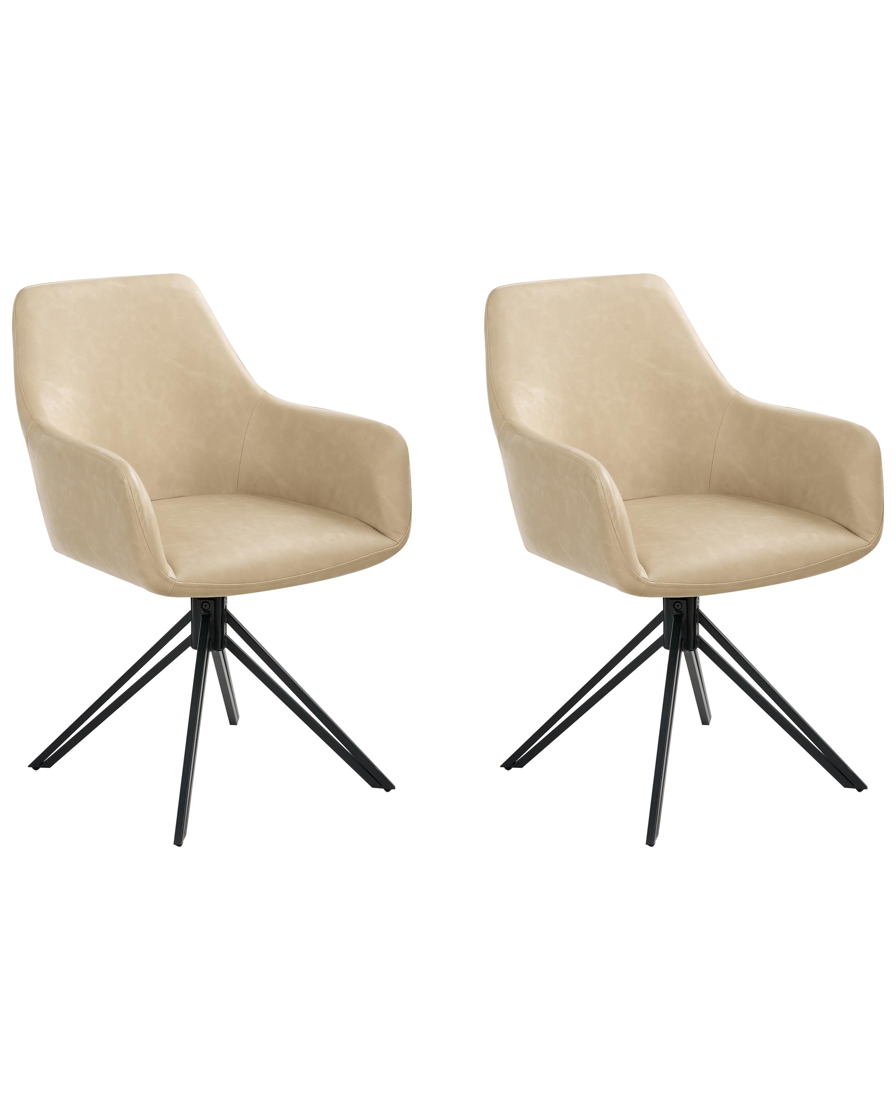 Set van 2 eetkamerstoelen SANSARC Kunstleer Beige