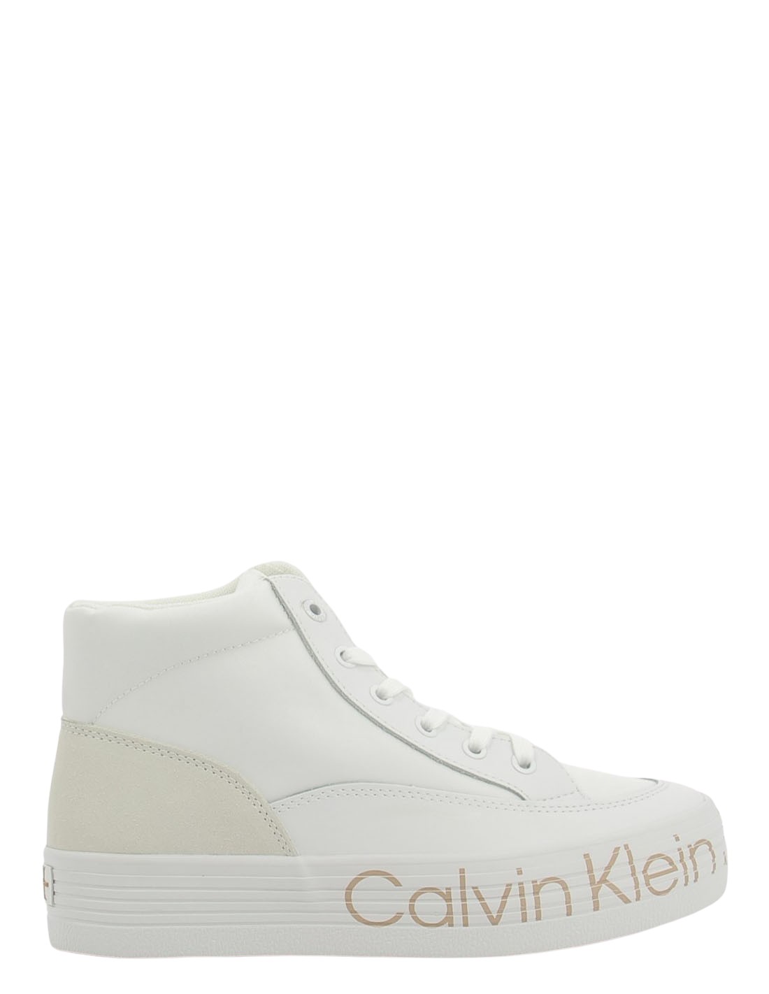 calvin klein Baskets montantes compensées femme vulcanized flatform mid wrap blanc