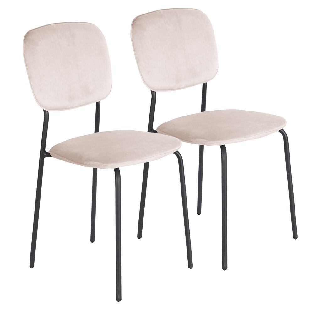 Chaise velours Morgane rose 49x45xH86cm x2