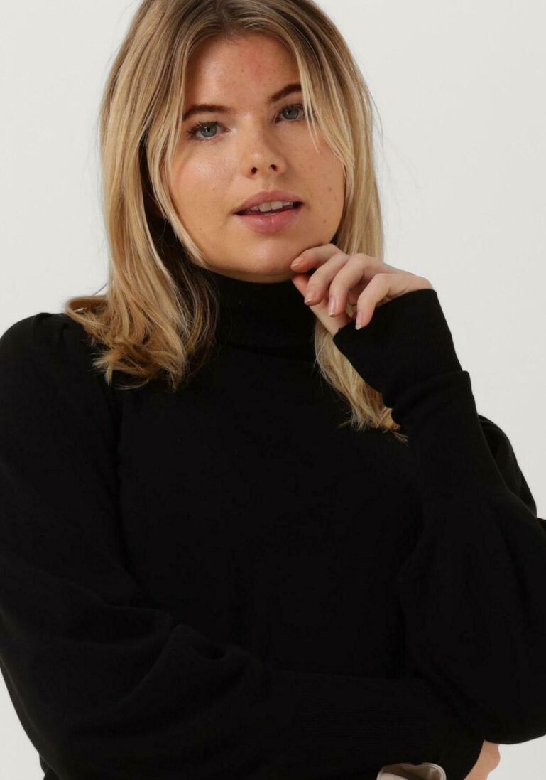 SUMMUM zwarte summum coltrui pullover puffy sleeves circular knit