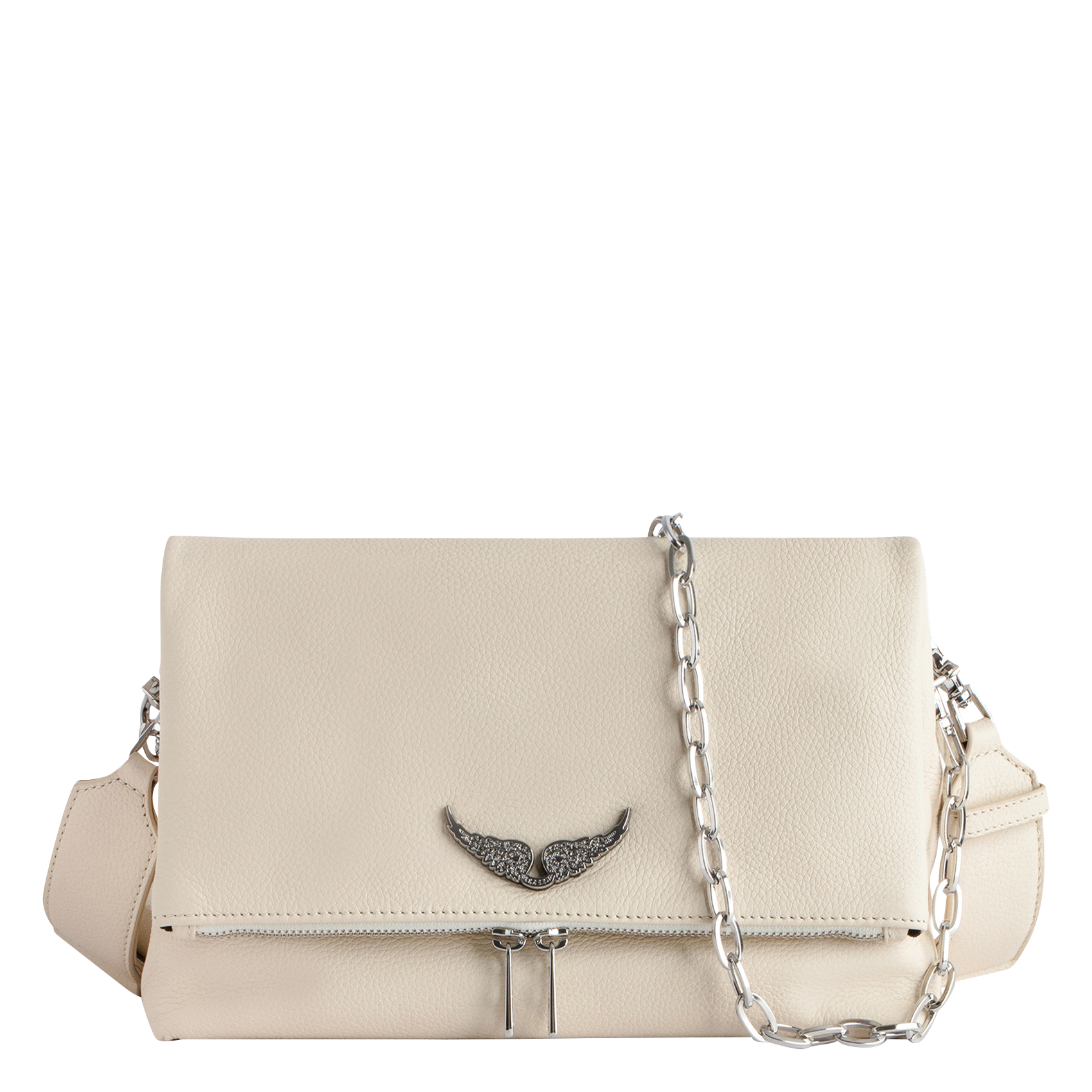 ROCKY SWING YOUR WINGS - Sac pochette en cuir zippé | Blanc