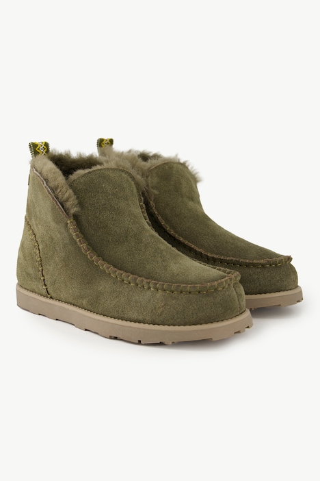 Lammfell-Boots, Veloursleder, Lammfellfutter