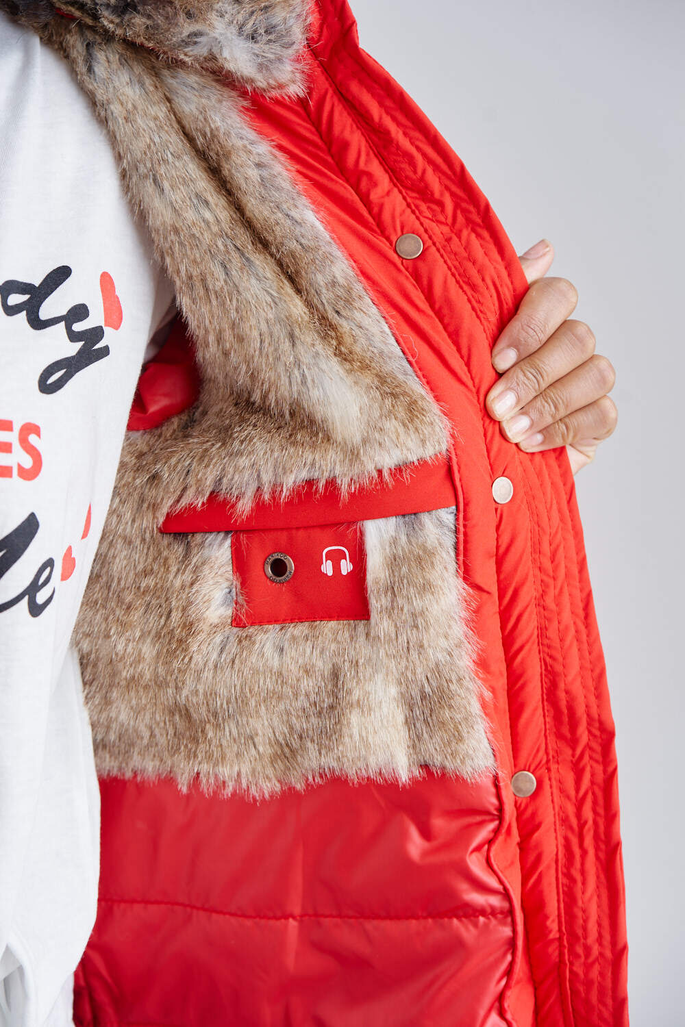 MARIKOO Damen Stylischer Winterjacke Steppjacke Mit Großer Kapuze Nekoo