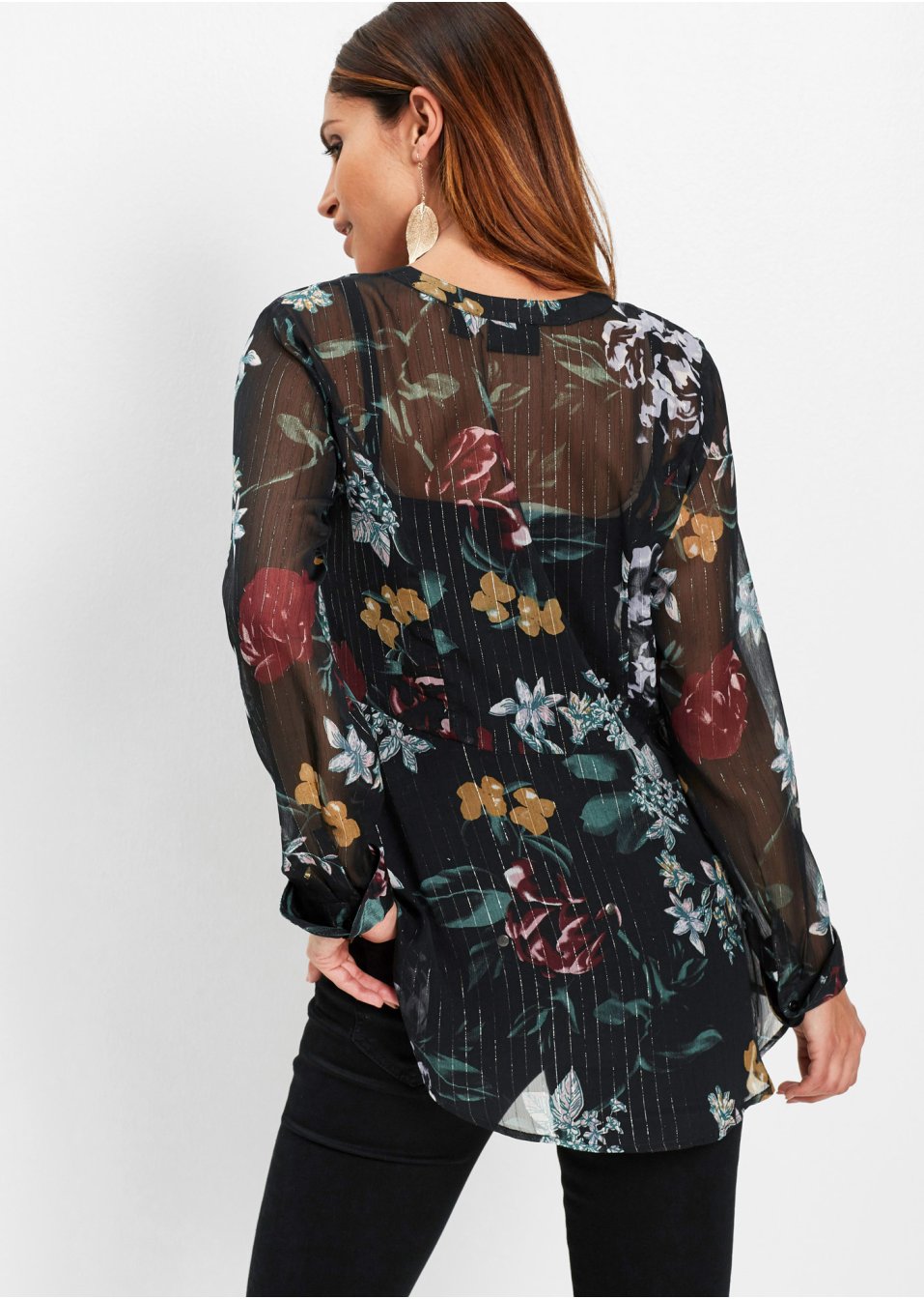 Chemisier en chiffon avec rayures tissées en Lurex