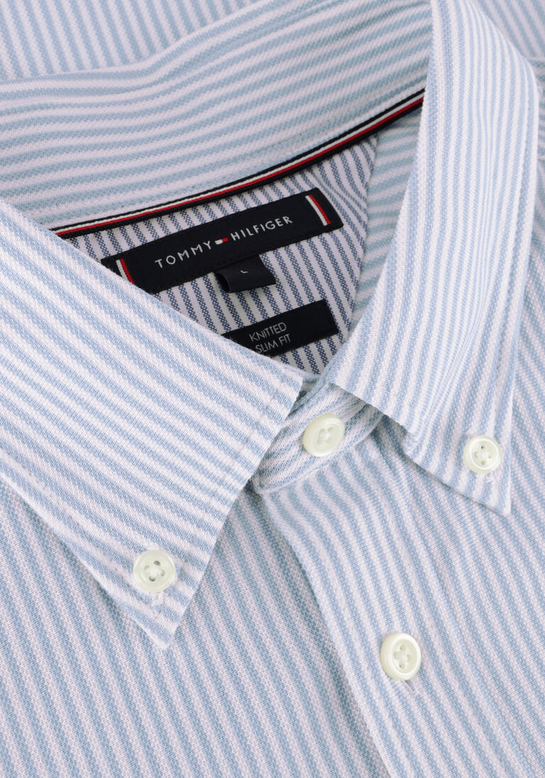 TOMMY HILFIGER lichtblauwe tommy hilfiger klassiek overhemd 1985 knit stripe sf shirt