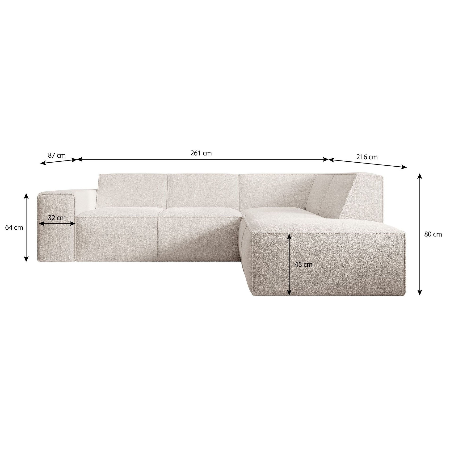 Monet - Hoekbank 4-zits met chaise longue - Kunstleer zwart - Rechts