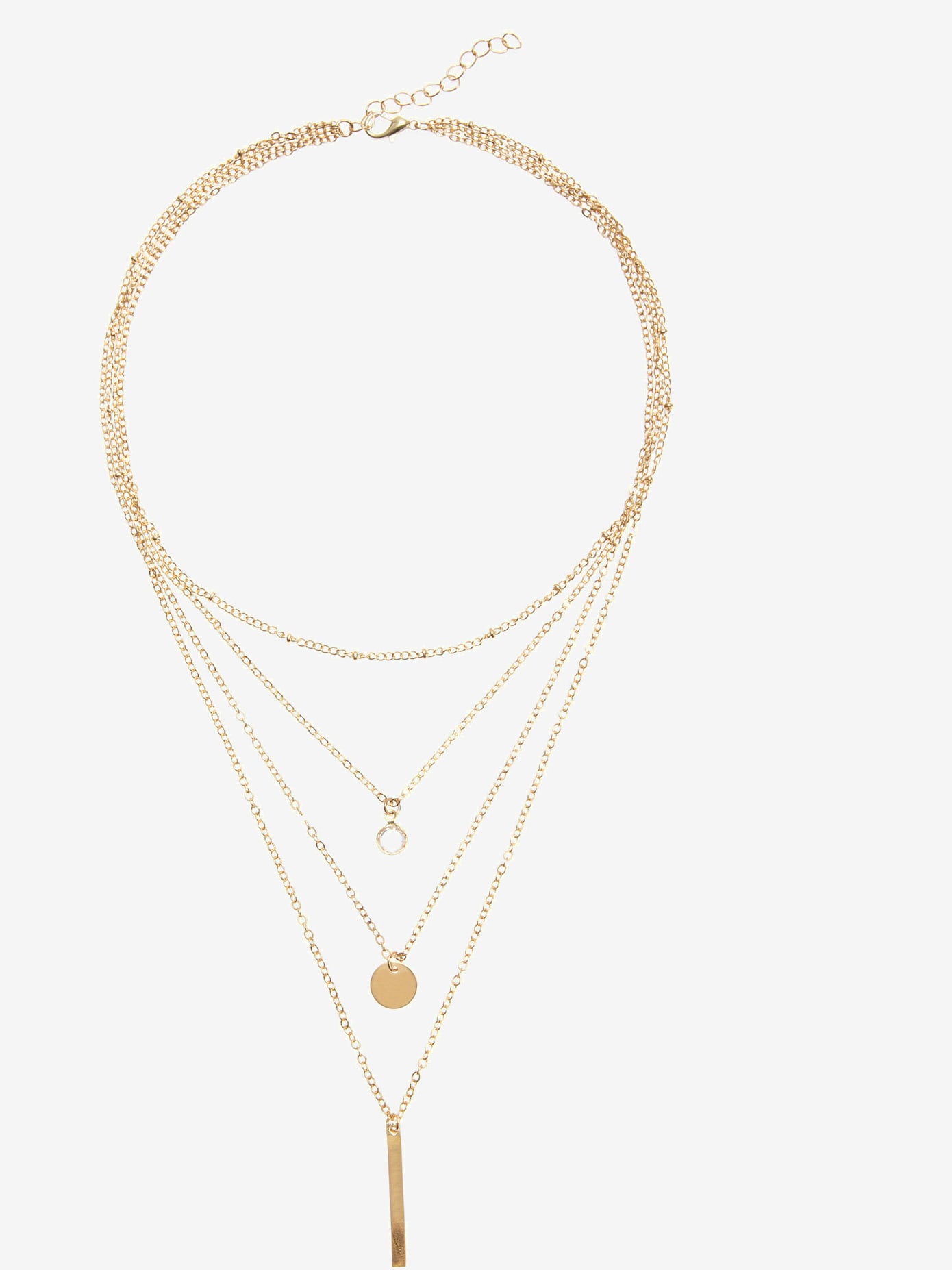 Chaîne avec pendentif pendentif pendule et cercle réparti sur trois rangées