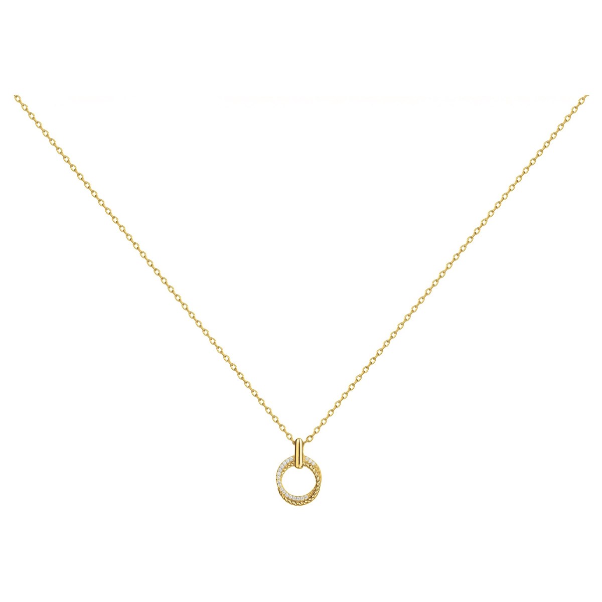 Collier mono-motif en Plaqué Or avec oxyde de zirconium blanc