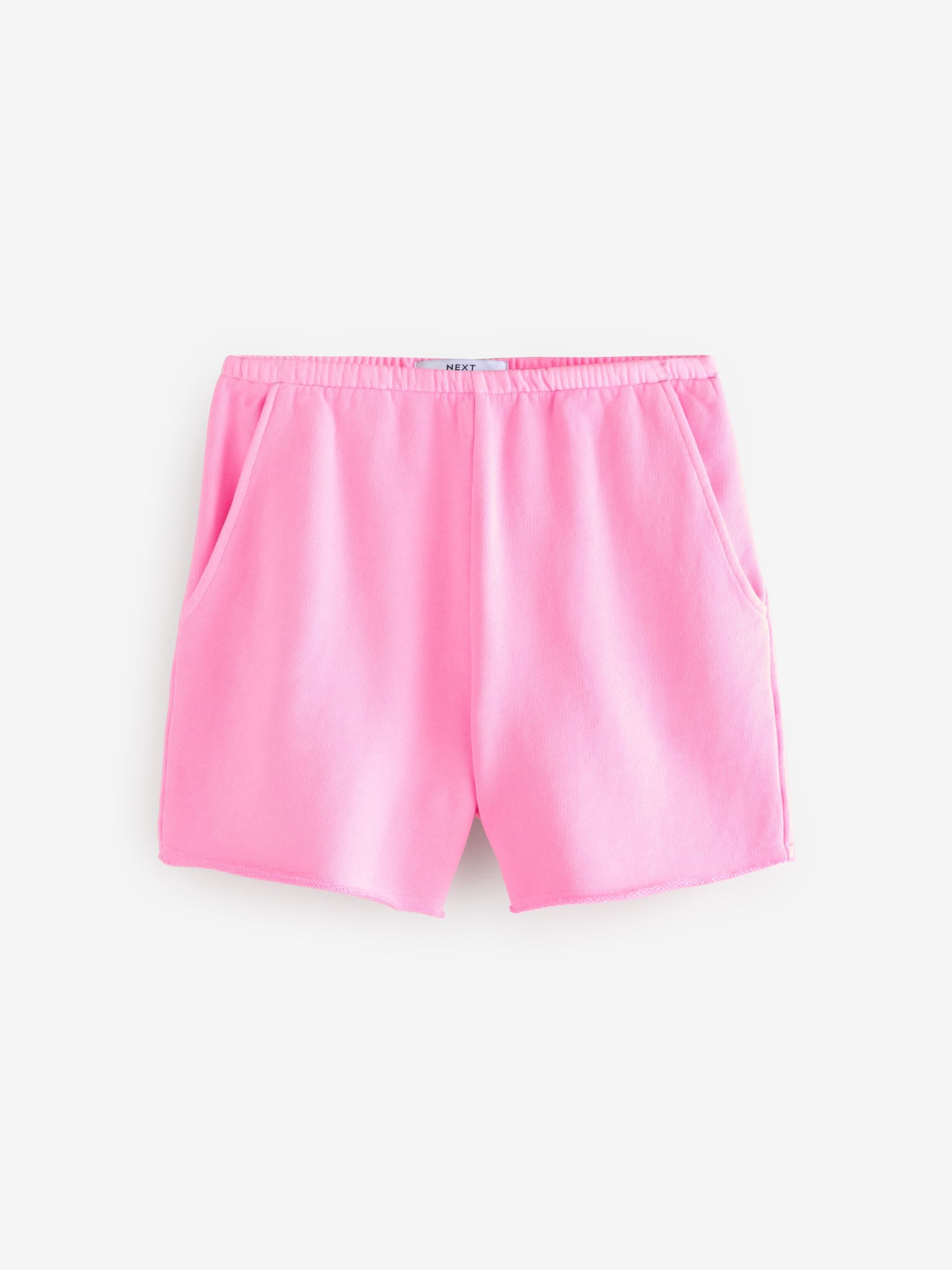 Roze bloemetjes - Gewassen katoenen jersey shorts met ruwe zoomdetails
