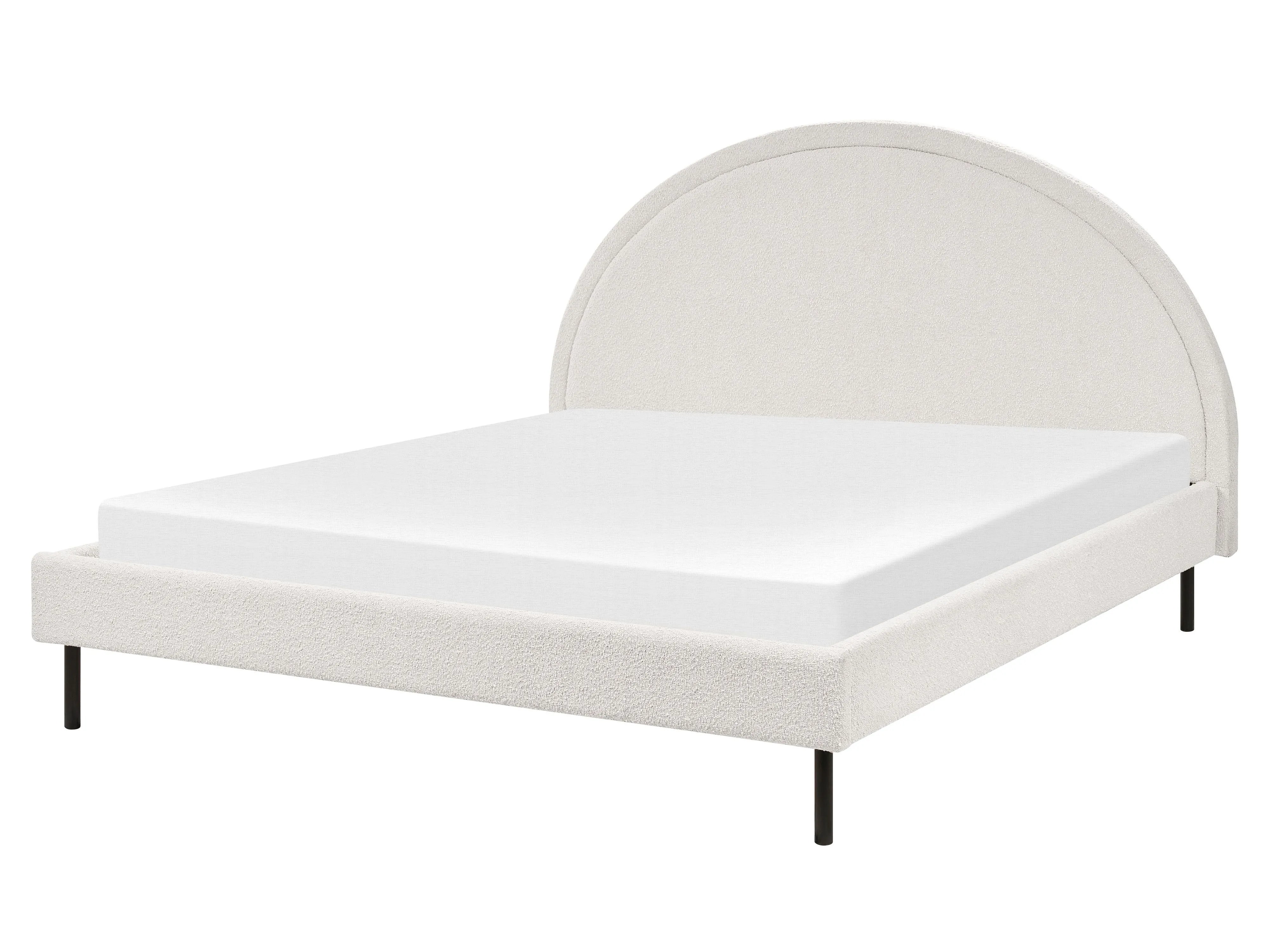 Bed Bouclé MARGUT 160 x 200 cm Wit