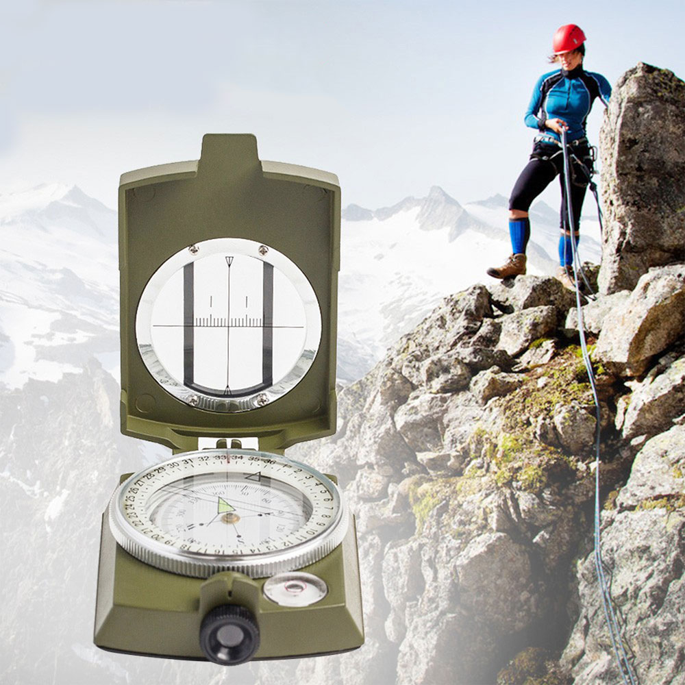 Faltbarer Taschen Kompass Outdoor Survival Navigation mit Umhängeband zum Wandern / Campen - Grün