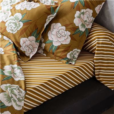 Linge de lit motif fleurs japonaises - BECQUET CRÉATION
