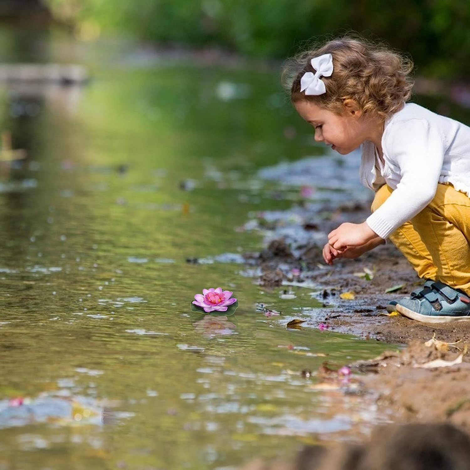 (8er Set) Schwimmende Kunst Seerosen Party Deko Garten Teich Lotus Blätter Outdoor Blumen