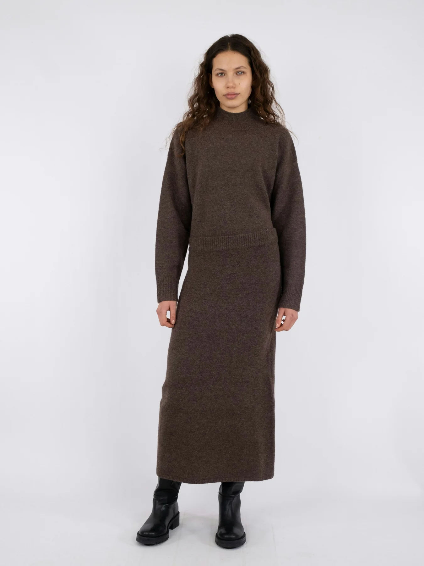 Neo Noir Ashanti Knit Skirt brown melange