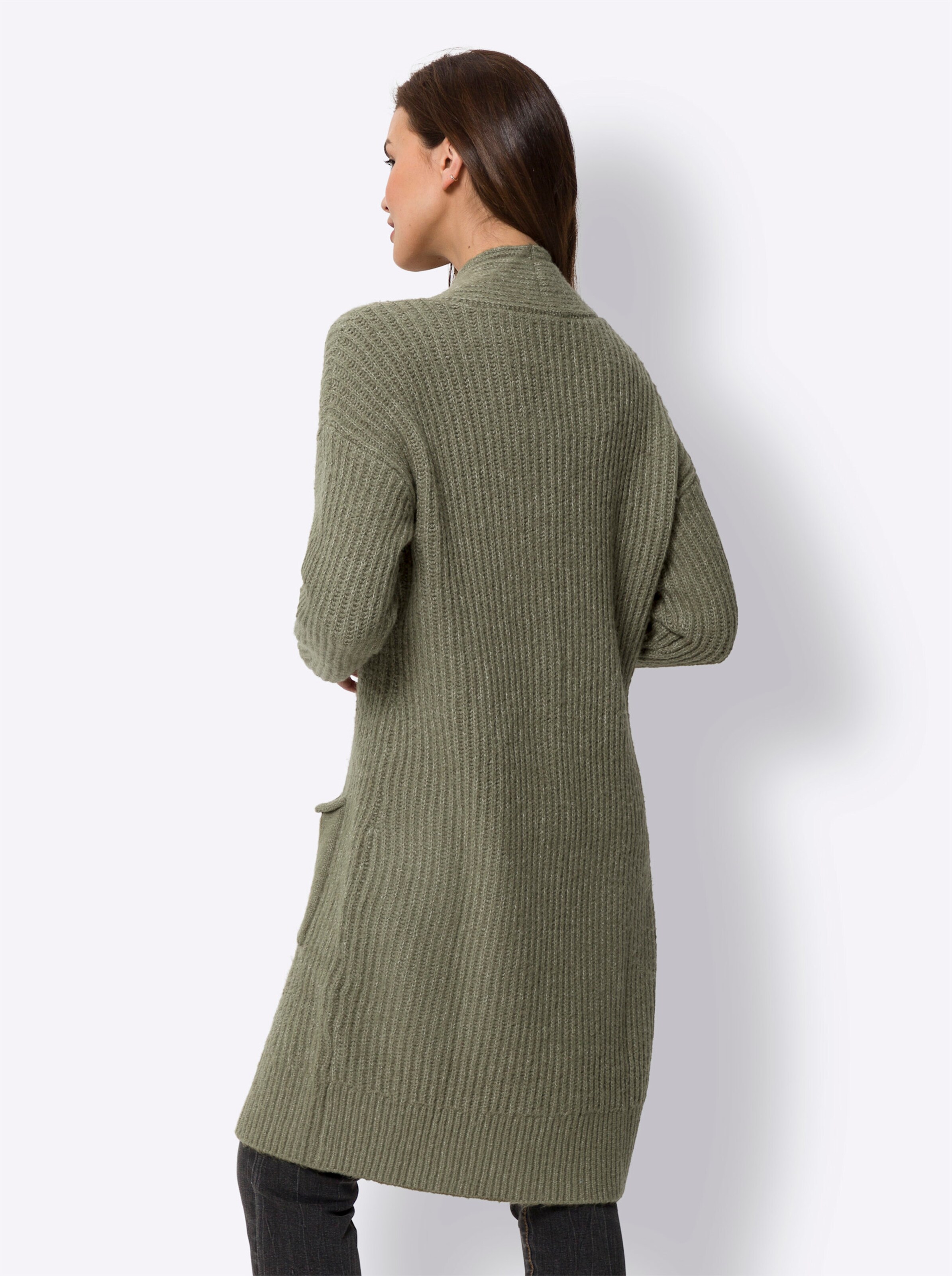 heine Strickjacke in khaki-meliert