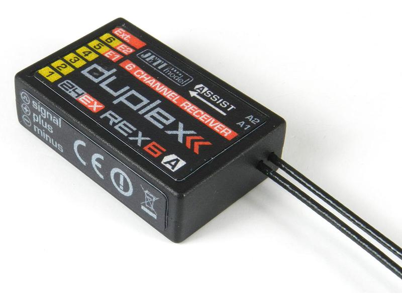 Jeti Empfänger Duplex REX 6 Assist 2.4 GHz EX Telemetrie-fähiger 6 Kanal Empfänger kompatibel mit Duplex 2.4 GHz EX und EX-Bus Protokoll