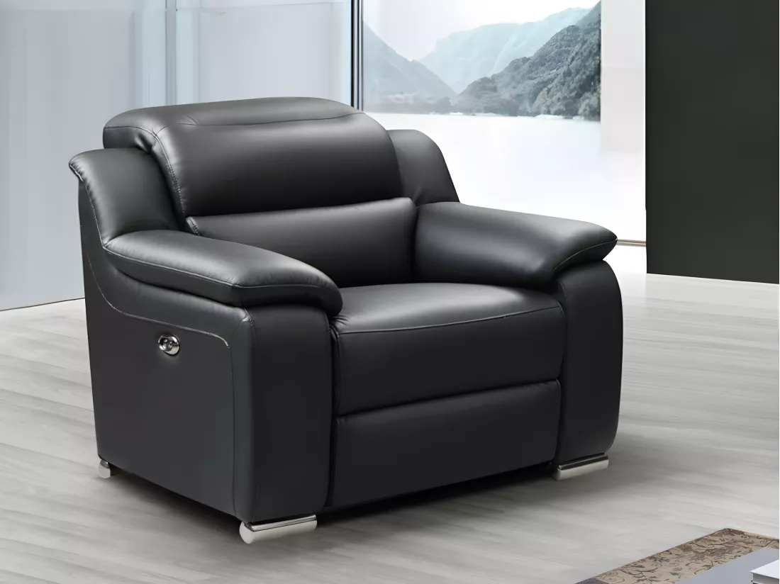 Fauteuil relax électrique en cuir noir ARENA III