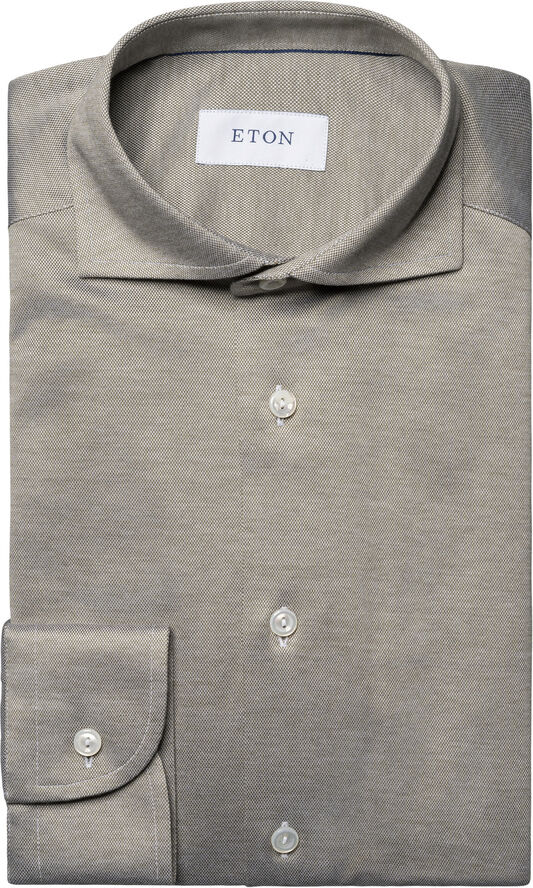 ETON Contemporary Fit Light Green Solid Filo Di Scozia Pique Shirt Grøn