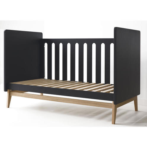 Lit bébé 120x60 transformable en banquette Pure Black - PERICLES