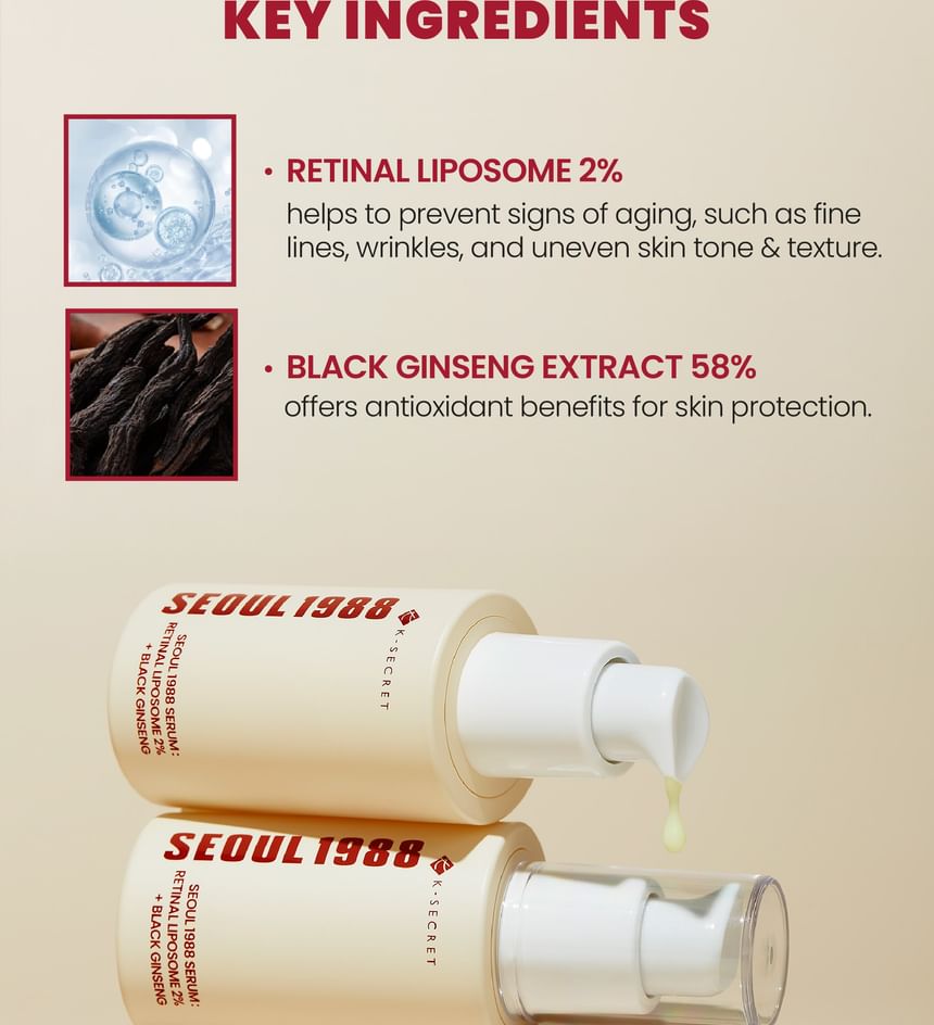 KSECRET - SEOUL 1988 Serum: Retinale Liposomen 2% + Zwarte Ginseng