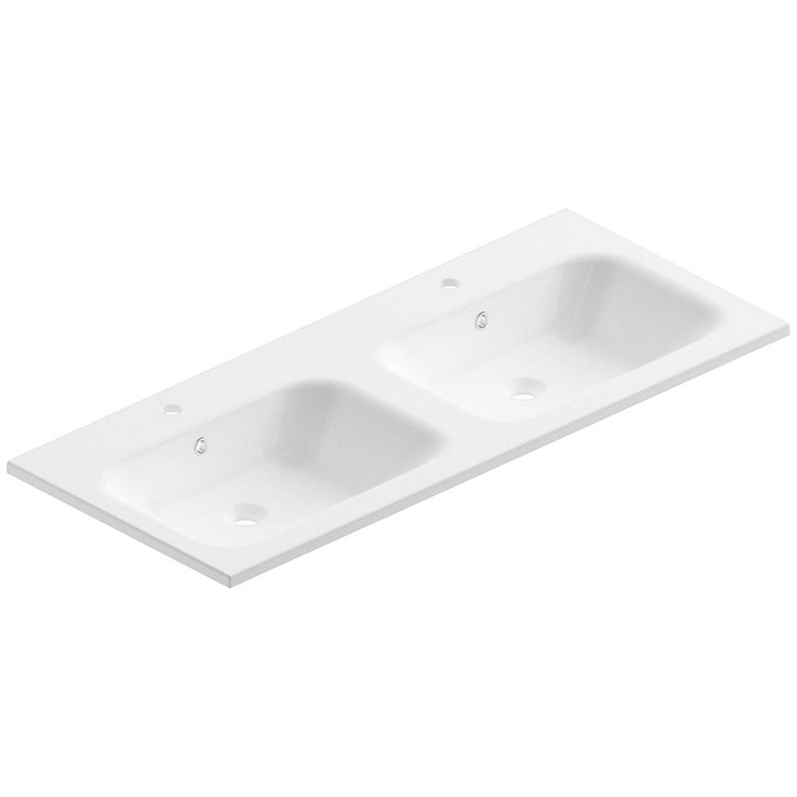 Plan double vasque en résine blanc Pura 120 cm