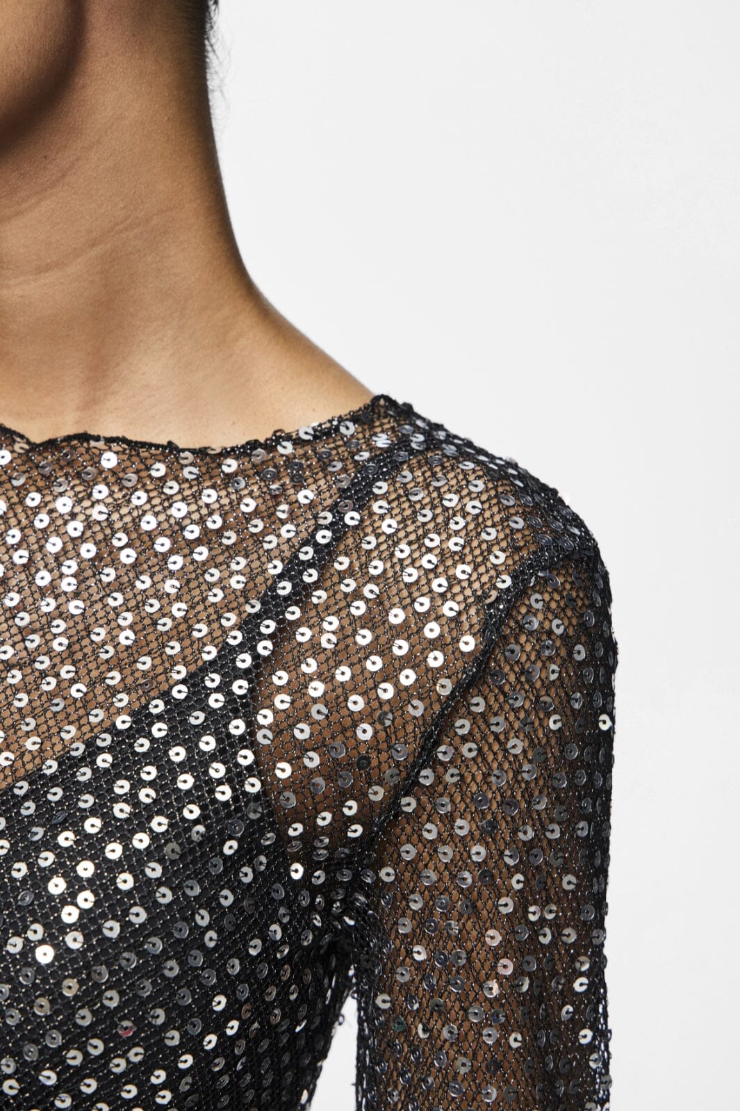 Pieces Pcrissi Ls Sequins Top